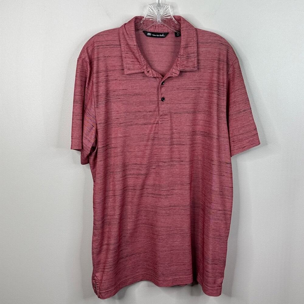 Travis Mathew Champions Circle Polo Shirt Men's XL Pink Red Heathered Golf